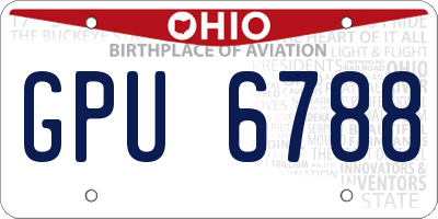 OH license plate GPU6788