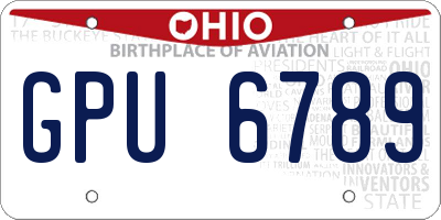 OH license plate GPU6789