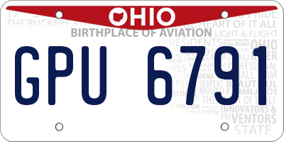 OH license plate GPU6791
