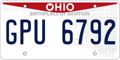 OH license plate GPU6792