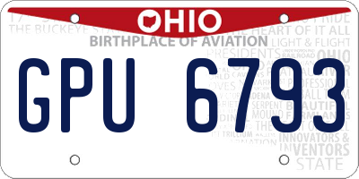 OH license plate GPU6793