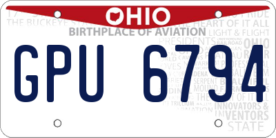 OH license plate GPU6794