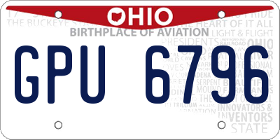 OH license plate GPU6796