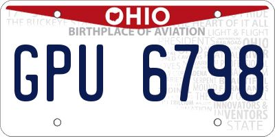OH license plate GPU6798