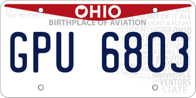 OH license plate GPU6803
