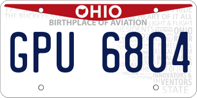 OH license plate GPU6804