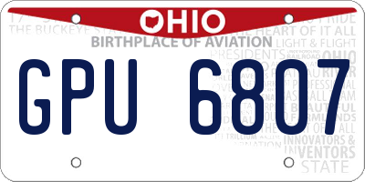 OH license plate GPU6807