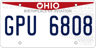 OH license plate GPU6808