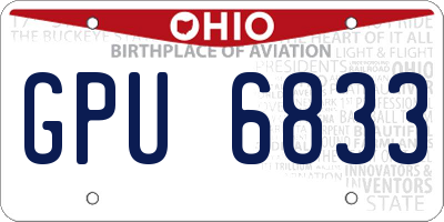 OH license plate GPU6833