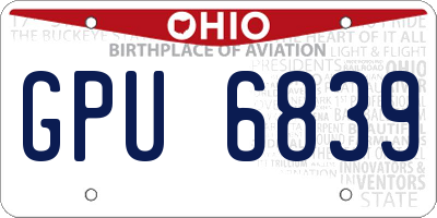 OH license plate GPU6839