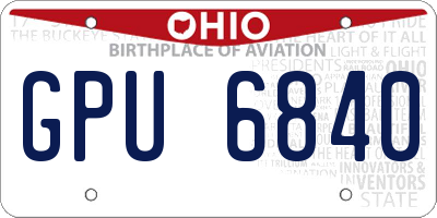 OH license plate GPU6840
