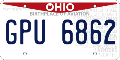OH license plate GPU6862