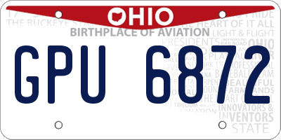 OH license plate GPU6872