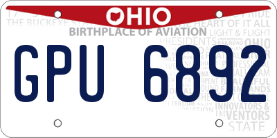 OH license plate GPU6892