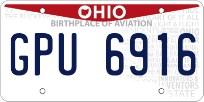 OH license plate GPU6916