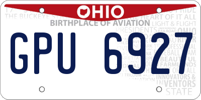 OH license plate GPU6927