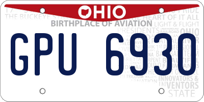 OH license plate GPU6930