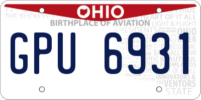 OH license plate GPU6931