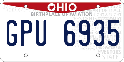 OH license plate GPU6935