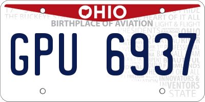 OH license plate GPU6937