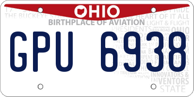 OH license plate GPU6938