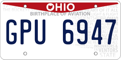 OH license plate GPU6947