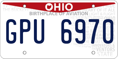 OH license plate GPU6970