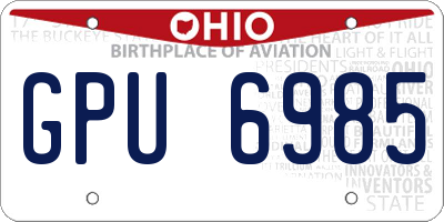 OH license plate GPU6985