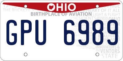 OH license plate GPU6989