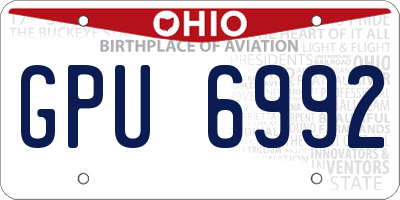 OH license plate GPU6992
