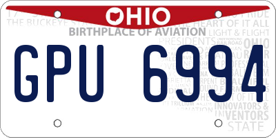 OH license plate GPU6994