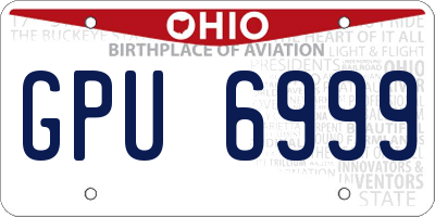 OH license plate GPU6999