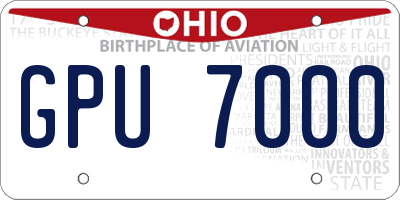 OH license plate GPU7000