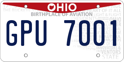 OH license plate GPU7001