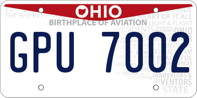 OH license plate GPU7002
