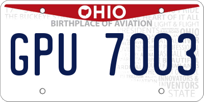 OH license plate GPU7003