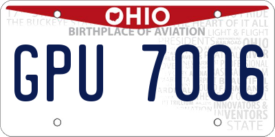 OH license plate GPU7006
