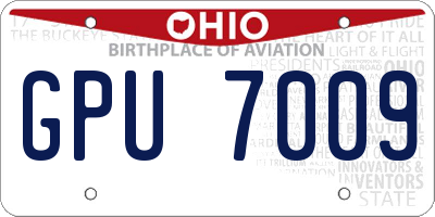 OH license plate GPU7009