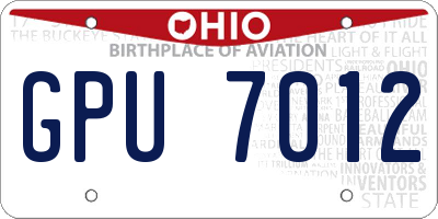 OH license plate GPU7012