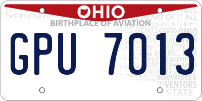 OH license plate GPU7013