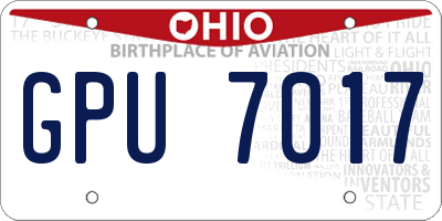 OH license plate GPU7017