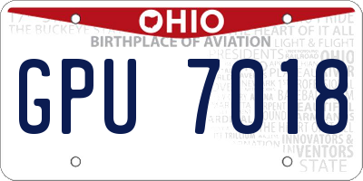 OH license plate GPU7018