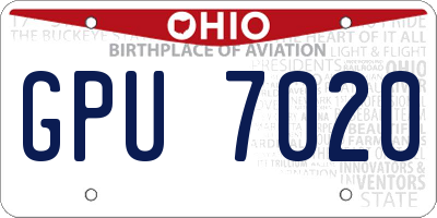 OH license plate GPU7020