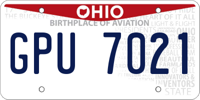 OH license plate GPU7021