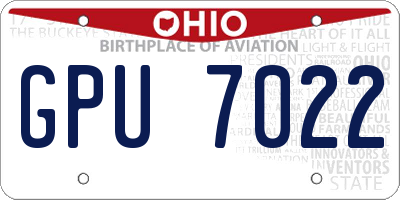 OH license plate GPU7022