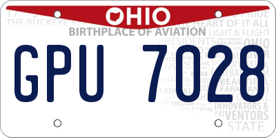 OH license plate GPU7028
