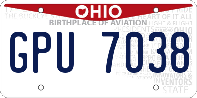 OH license plate GPU7038
