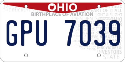 OH license plate GPU7039