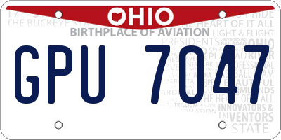 OH license plate GPU7047