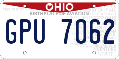 OH license plate GPU7062